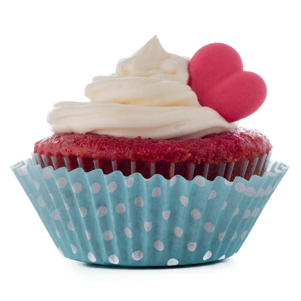 Beyaz kalp Cupcake — Stok fotoğraf