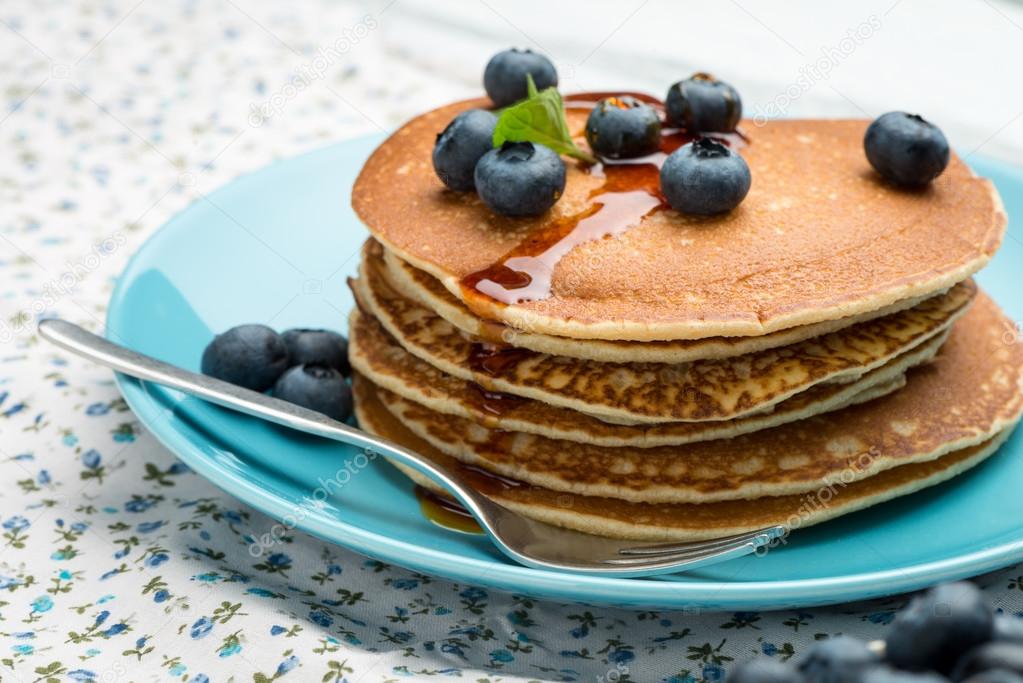 Pancakes with fresh blackberries