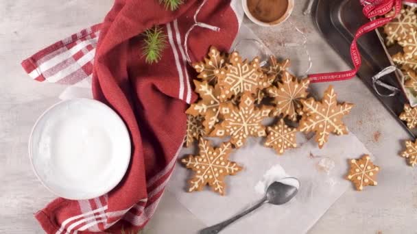 Biscuits Noël Sur Comptoir Cuisine Avec Des Décorations Festives — Video