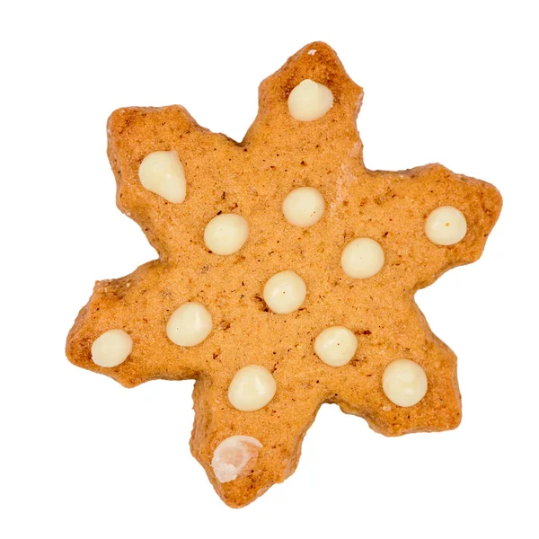 Lekker Zelfgemaakt Kerstkoekje Witte Achtergrond — Stockfoto