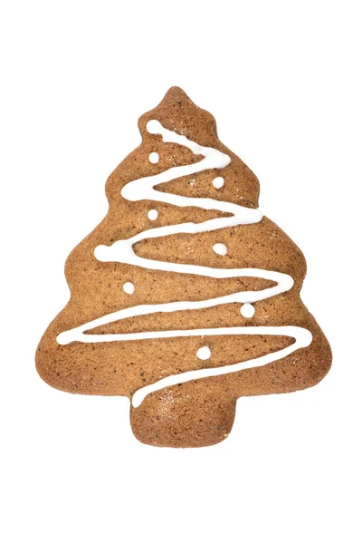 Gingerbread Cookie Tree Shape Isolated White Background — Stock Photo, Image