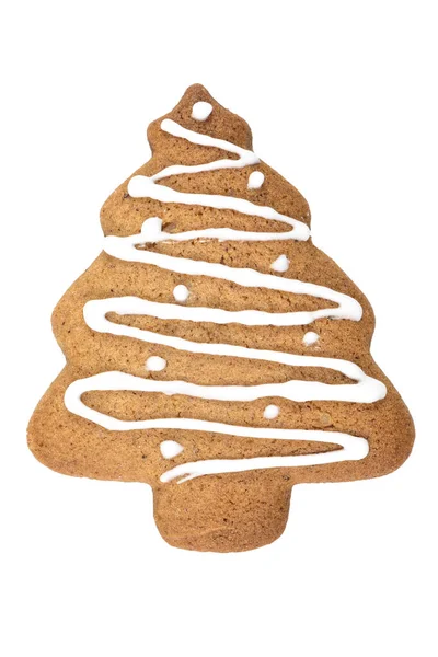 Gingerbread Cookie Tree Shape Isolated White Background — Stock Photo, Image