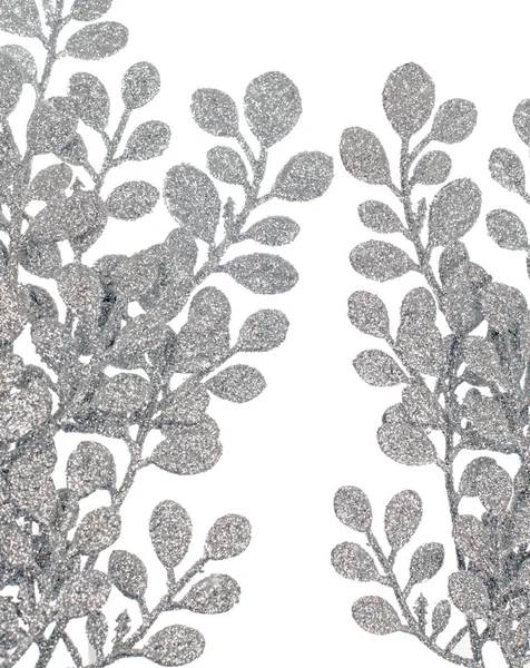 Boże Narodzenie dekoracyjne liście srebrny — Zdjęcie stockowe