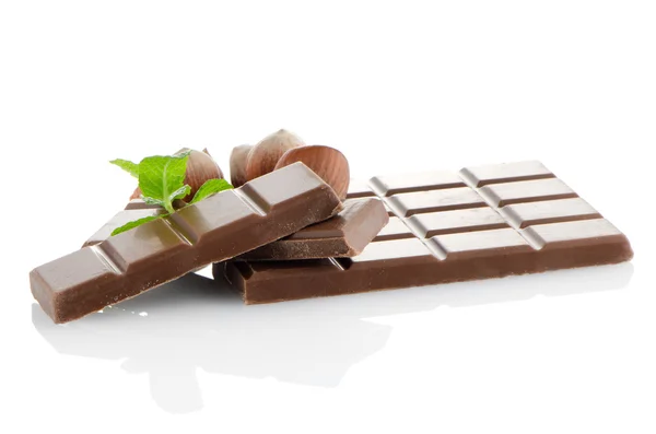 Sjokoladeplate med hasselnøtter – stockfoto