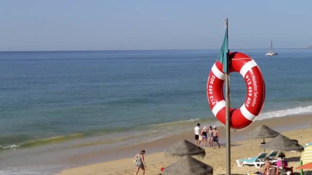 Пляж Фалезия в Албуфейре, Португалия — стоковое видео