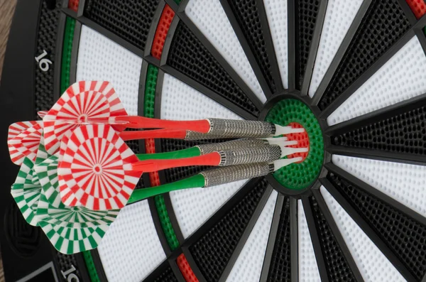 Dart board with darts — Stock Photo, Image