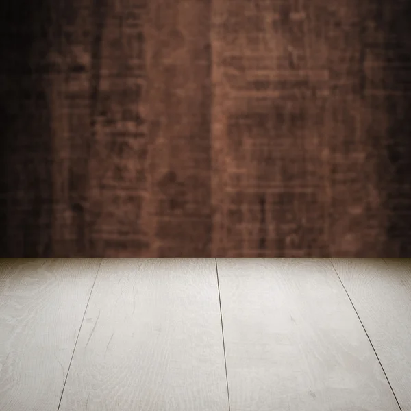 Mesa con pared de madera — Foto de Stock