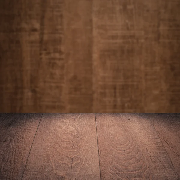 Stůl s dřevěnou zeď — Stock fotografie