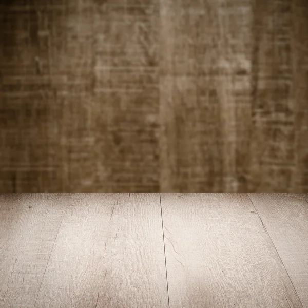 Mesa con pared de madera — Foto de Stock