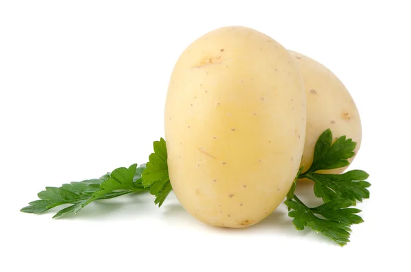 Nové brambory a zelené petrželky — Stock fotografie