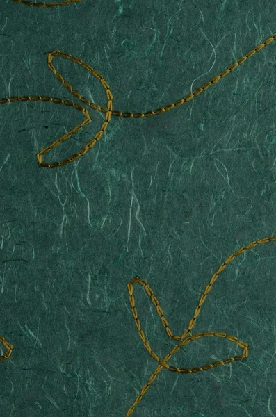 Stitched green recycled paper — Stock Photo, Image