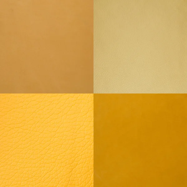 Conjunto de amostras de couro amarelo — Fotografia de Stock