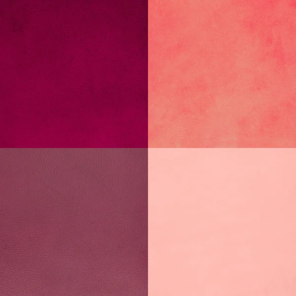 Conjunto de amostras de couro rosa — Fotografia de Stock
