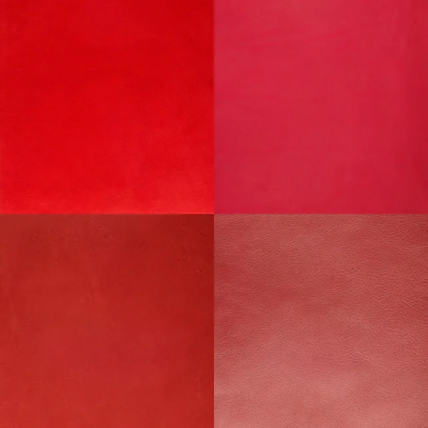 Conjunto de amostras de couro vermelho — Fotografia de Stock