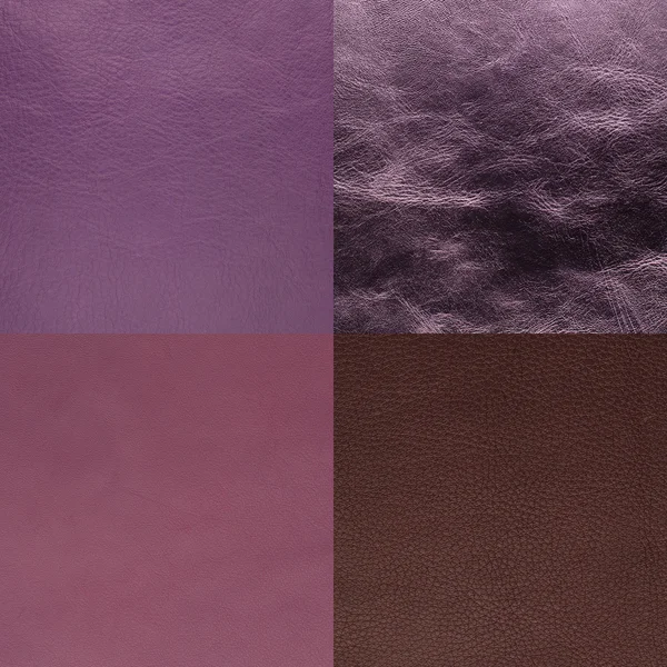 Набор фиолетовых образцов кожи — стоковое фото