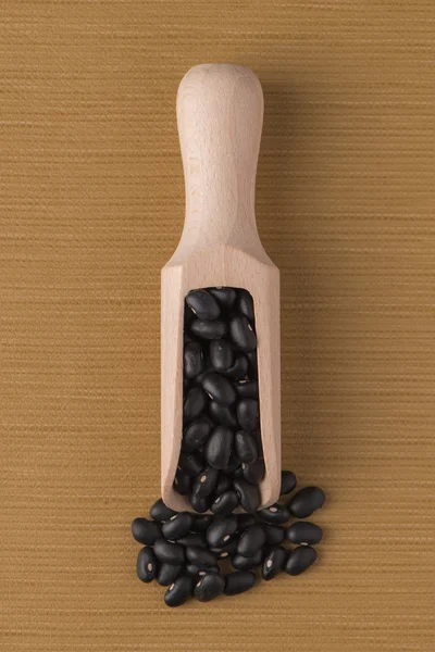 Pala de madera con frijoles negros —  Fotos de Stock