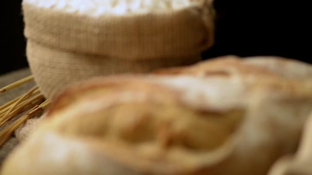 Rustic bread and wheat — Stock Video