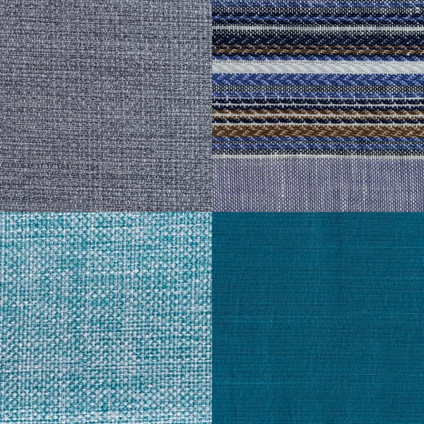 Ensemble d'échantillons de tissu bleu — Photo