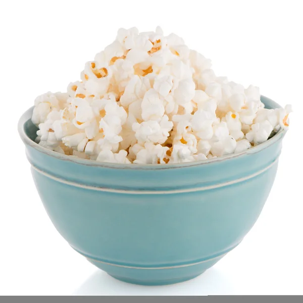 Popcorn in una ciotola blu — Foto Stock