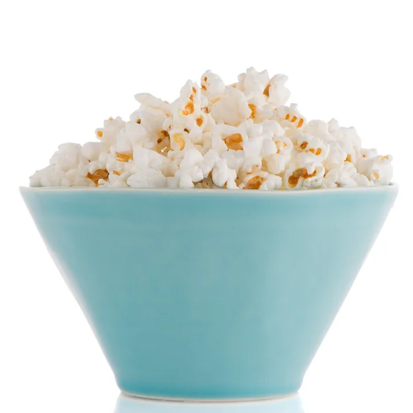 Popcorn in una ciotola blu — Foto Stock