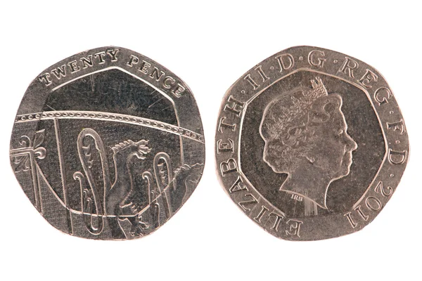 Twenty Pence coin — Stock Photo, Image