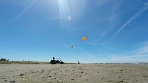 Kite buggies en acción — Vídeo de stock