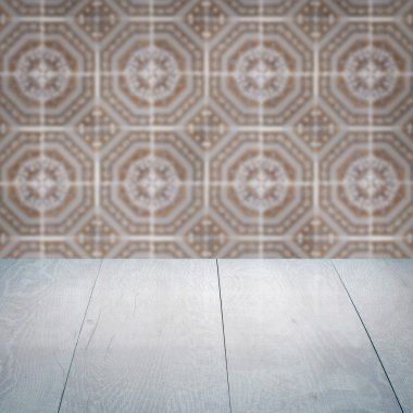 Masa üstü ahşap ve vintage Seramik Karo desen duvar bulanıklık