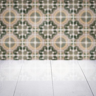 Masa üstü ahşap ve vintage Seramik Karo desen duvar bulanıklık