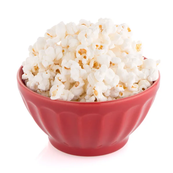 Popcorn in una ciotola rossa — Foto Stock