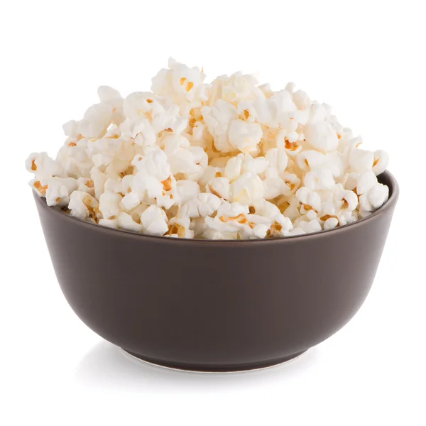 Popcorn in a brown bowl — Stock Photo, Image