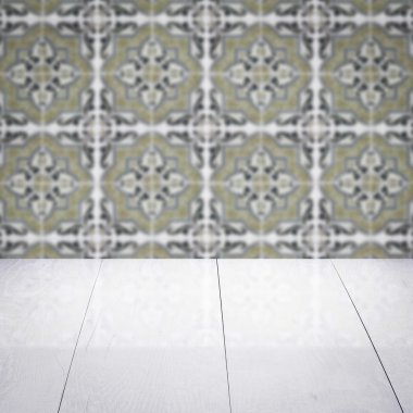 Masa üstü ahşap ve vintage Seramik Karo desen duvar bulanıklık