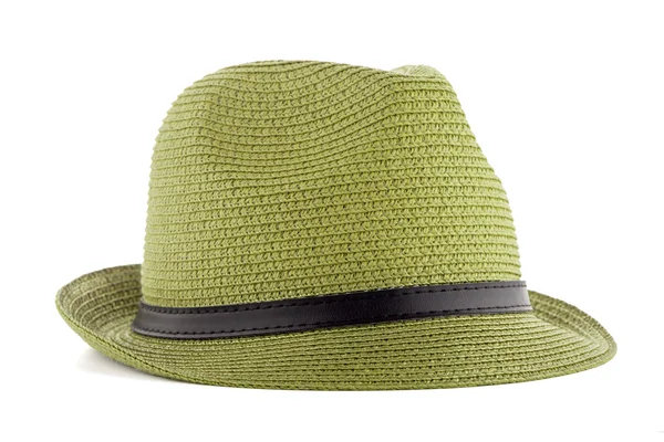 Green straw hat — Stok fotoğraf