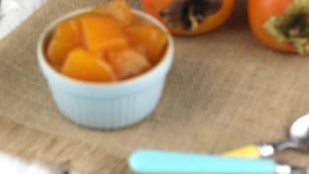 Fresh ripe persimmon — Stock Video