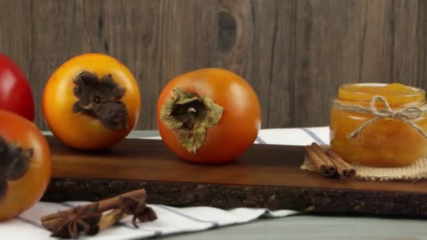 Fresh ripe persimmon — Stock Video