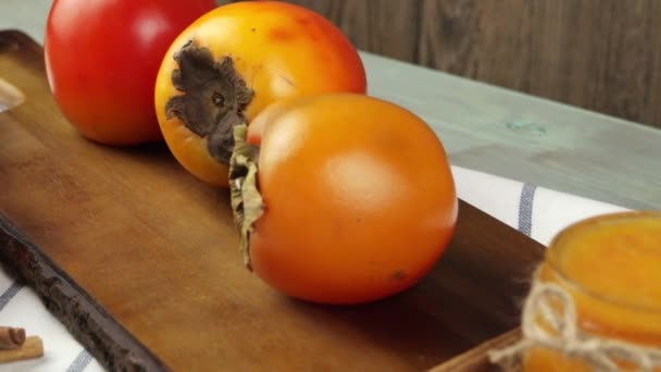 Fresh ripe persimmon — Stock Video