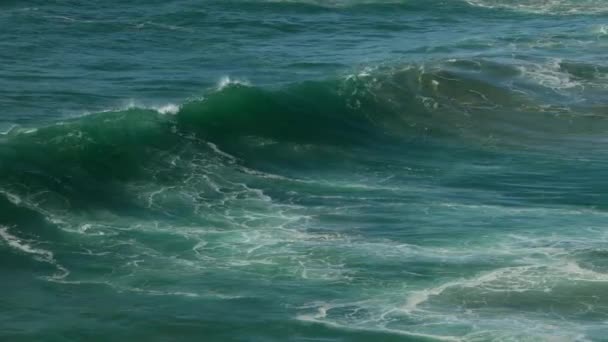 Playa con olas en Nazare, Portugal — Vídeos de Stock