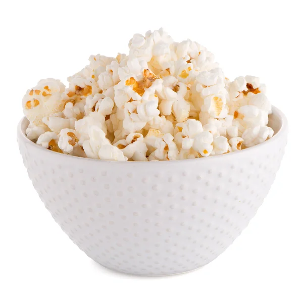 Popcorn in una ciotola bianca — Foto Stock