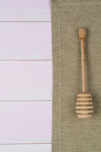 Kitchenware on beige towel — Stock Photo, Image