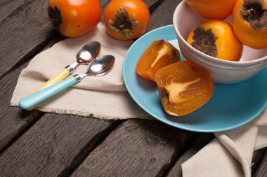 Turuncu persimmons closeup