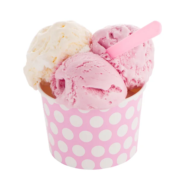 Ice cream scoop in paper cup — Stock Photo, Image