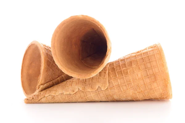 Wafer cones on white — Stock Photo, Image