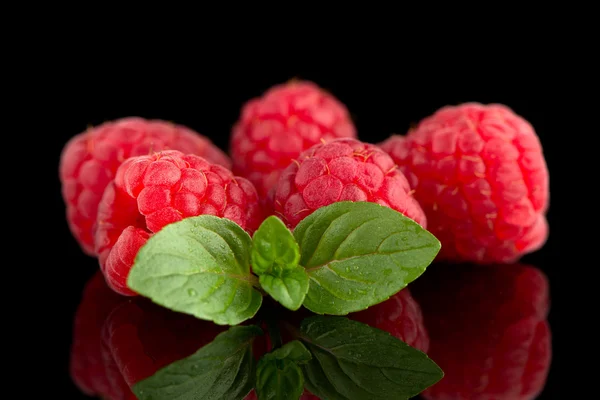 Frambuesas con hojas —  Fotos de Stock