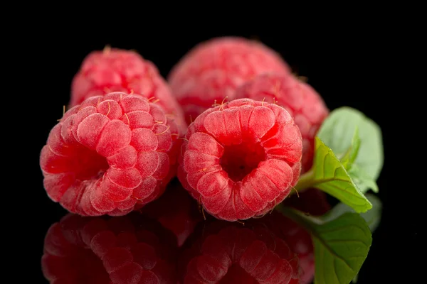 Frambuesas con hojas —  Fotos de Stock