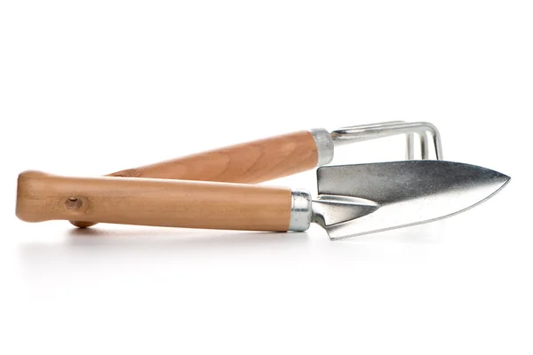 Small gardening shovel and fork — Stock Photo, Image