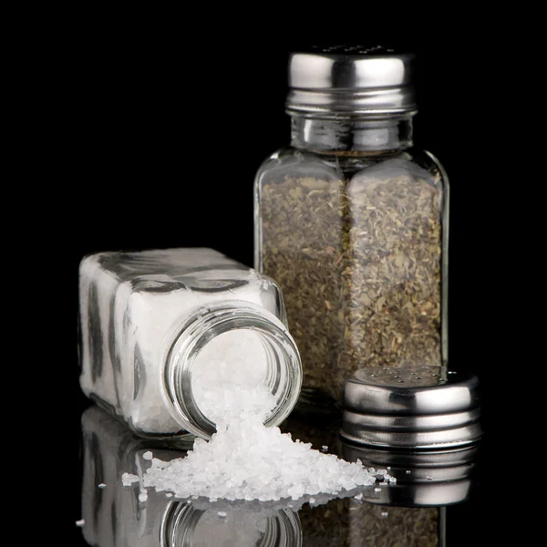 Salt and oregano shakers — Stock Photo, Image