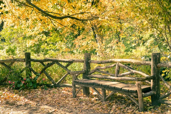 Herfst Bench Central Park Nyc — Stockfoto