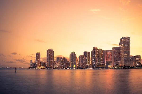 Zachód słońca panoramę Miami — Zdjęcie stockowe