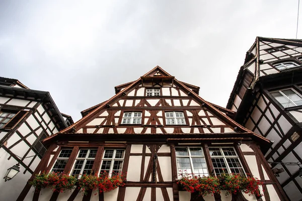 Exemple Belle Architecture Ancienne Sur Des Bâtiments Colombages Vus Strasbourg — Photo