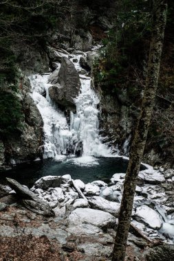 Soğuk kış manzarası Bish Bash Falls, New York ve Massachusetts sınırında