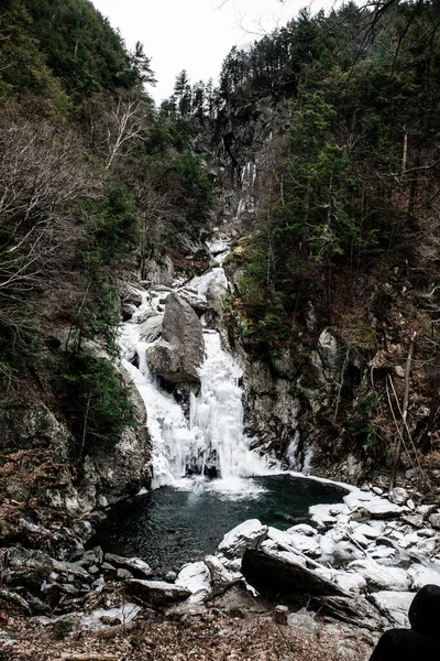 Kallt Vinterlandskap Vid Bish Bash Falls New York Och Massachusetts — Stockfoto